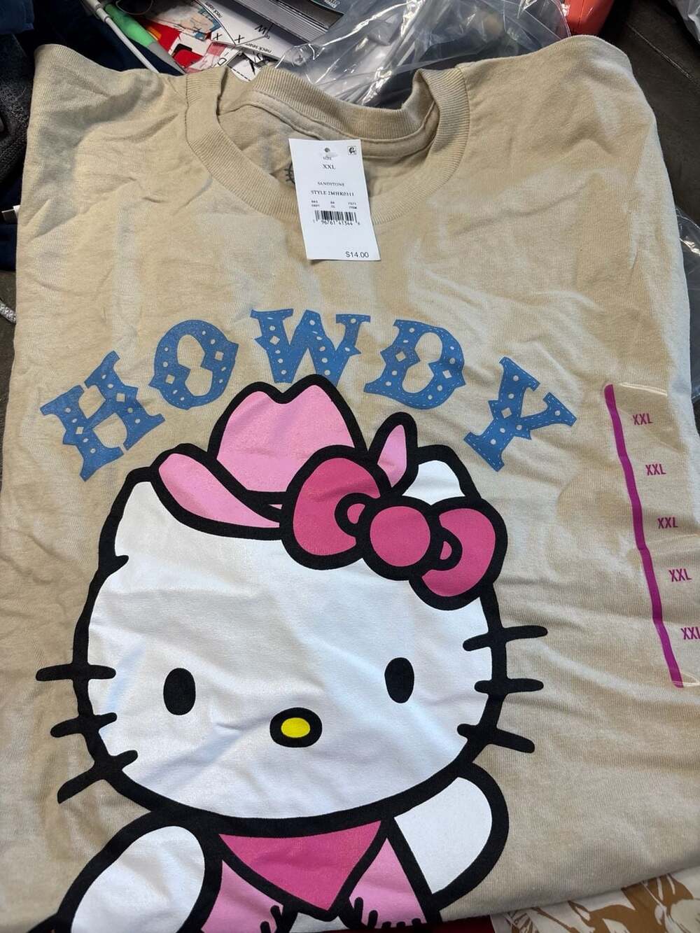 Sanrio Hello Kitty Howdy Cowgirl Graphic T-Shirt Sandstone Size XXL